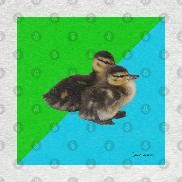 Baby Ducks 1 on Grass Green and Sky Blue by ButterflyInTheAttic